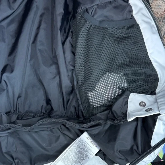 SPYDER Lola Ski Snowboarding Jacket Black & White with Colorful Accents - kid 12 - Picture 13 of 16